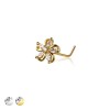 MULTI CZ SAKURA FLOWER 316L SURGICAL STEEL L-SHAPE NOSE RING